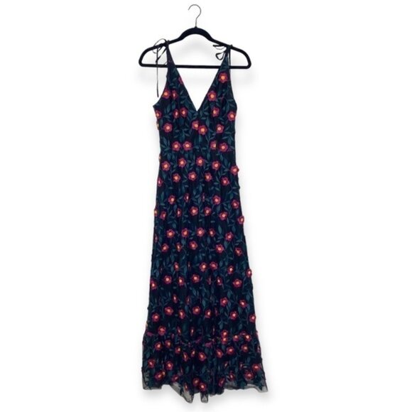 Dress the Population Sunny Floral Maxi Dress black pink teal flowers appliqué S - Picture 11 of 13